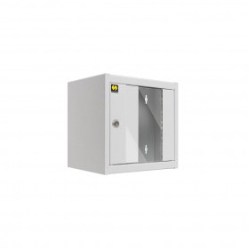 Netrack S Line wall-mounted cabinet, 10'', 4.5U/300 mm, grey, glass door - 1