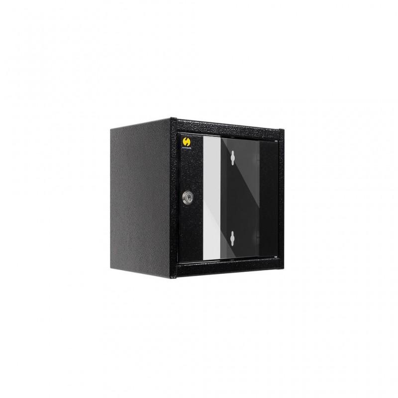 Netrack S Line wall-mounted cabinet 10'', 4.5U/300 mm, black, glass door - 1