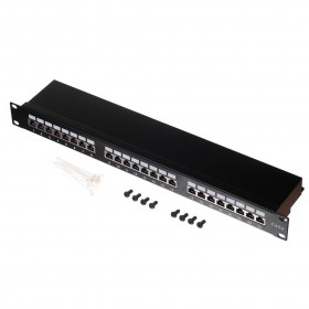 Patch panel 19'' 24-ports cat. 6 FTP, with shelf - 4