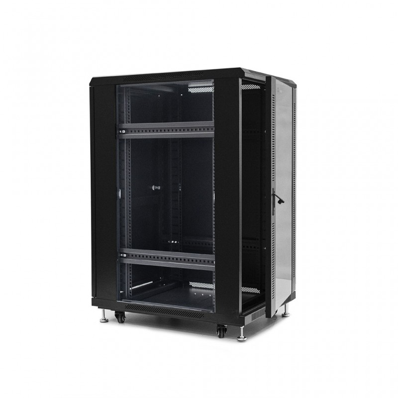 Netrack Server Cabinet Rack 19 22u600x800mm Assembled Glass Door Black 8509