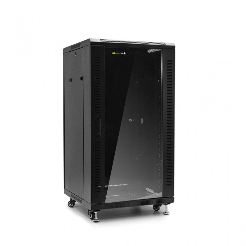 Netrack standing server cabinet ASSEMBLED 22U/600x600mm (glass door) - black - 1