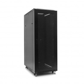 NETRACK Netzwerkschrank  Serverschrank 32U / 32HE 19 " / 19 zoll 600 x 1000 mm , mit perforierter Fronttür , Schwarz – gebaut - 