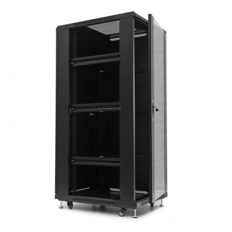 Netrack Server Cabinet Rack 19 32u800x800mm Assembled Glass Door Black 2982