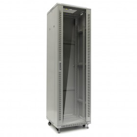 NETRACK Netzwerkschrank  Serverschrank 42U / 42HE 19 " / 19 zoll 600 x 800 mm Glastür Grau – gebaut - 1