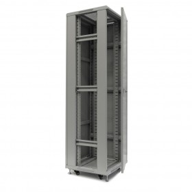 NETRACK Netzwerkschrank  Serverschrank 42U / 42HE 19 " / 19 zoll 600 x 800 mm Glastür Grau – gebaut - 2
