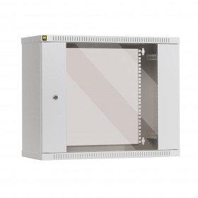 Netrack S-Line wall-mounted cabinet 19'', 9U/240 mm, grey, lass door, - 1
