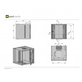 Netrack S-Line wall-mounted cabinet, 10'', 6U/300 mm, grey, glass door - 4