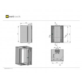 Netrack S-Line wall-mounted cabinet 10'', 9U/300mm, glass door, black - 4
