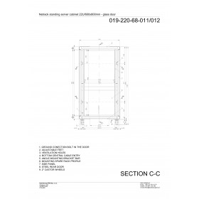 Netrack standing server cabinet Economy 22U/600x800mm (glass door) - grey - 6