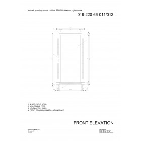 Netrack standing server cabinet ASSEMBLED 22U/600x600mm (glass door) - black - 8