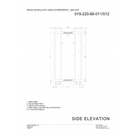 Netrack standing server cabinet Economy 22U/600x600mm (glass door) - grey - 10