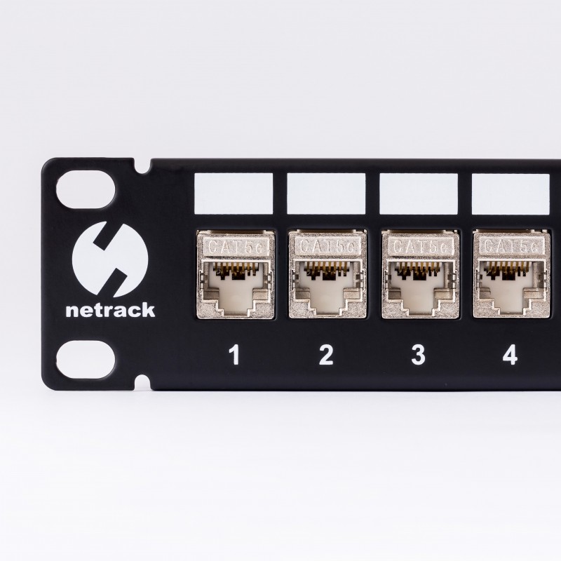 Patch panel keystone 19" 24-porty, FTP, with shelf, 24xkeystone jacks cat. 5e - 3