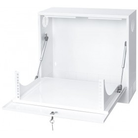 Netrack V-Line wall mounted cabinet Rack 19", 3U/180mm - white, metal door with RACK - 2