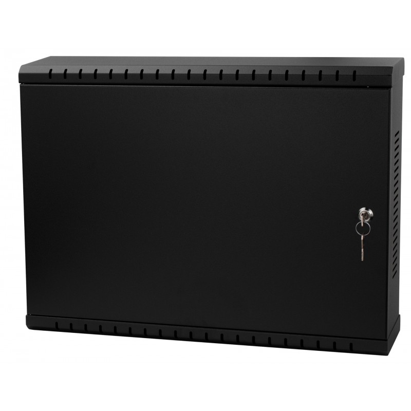 Netrack V-Line wall mounted cabinet Rack 19", 2U/120mm - black, metal door - 1