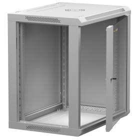 Netrack F-Line wall mounted cabinet 19'',12U/450 mm,grey, glass door,remov. side pan. - 3