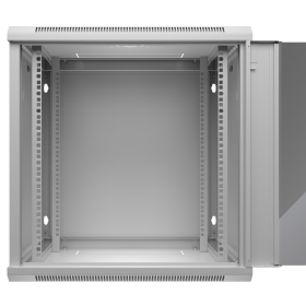Netrack F-Line wall mounted cabinet 19'',12U/450 mm,grey, glass door,remov. side pan. - 2