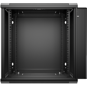 Netrack F-Line szafa wisząca 19", 12U/600x450mm – czarny, drzwi szklane, otwierane boki - 4