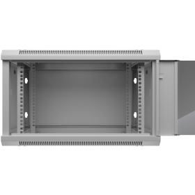 Netrack F-Line wall/hanging cabinet 19'',6U/450 mm, grey, glass door,remov. side pan. - 2
