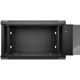 Netrack F-Line szafa wisząca 19", 6U/600x450mm – czarny, drzwi szklane, otwierane boki - 3
