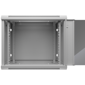 Netrack FL wall/hanging cabinet 19'',9U/450 mm,glass door,grey,remov. side pan. - 2