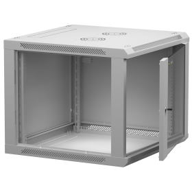 Netrack F-Line wall mounted cabinet 19'',9U/600 mm,glass door,grey,remov. side pan. - 3