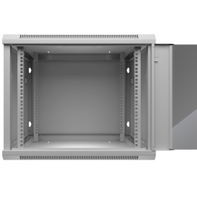 Netrack F-Line wall mounted cabinet 19'',9U/600 mm,glass door,grey,remov. side pan. - 2