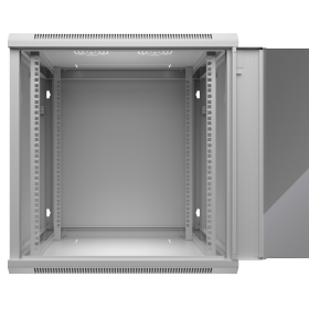 Netrack F-Line szafa wisząca 19", 12U/600x600mm – szary, drzwi szklane, otwierane boki - 3