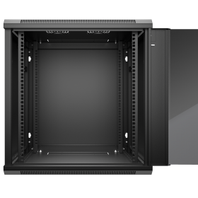 Netrack F-Line szafa wisząca 19",12U/600x600mm – czarny, drzwi szklane, otwierane boki - 3