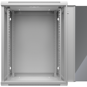 Netrack F-Line wall mounted 19'',15U/450 mm,grey,glass door,remov. side pan. - 2