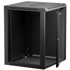 Netrack F-Line wall mounted cabinet 19'',15U/600 mm,black,glass door,remov. side pan. - 4
