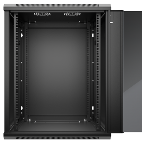 Netrack F-Line wall mounted cabinet 19'',15U/600 mm,black,glass door,remov. side pan. - 2