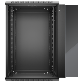 Netrack F-Line szafa wisząca 19", 18U/600x450mm – czarny, drzwi szklane, otwierane boki - 4