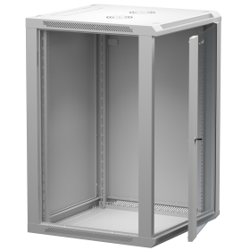 Netrack F-Line wall mounted cabinet 19'',18U/600 mm,grey,glass door,remov. side pan. - 3