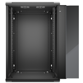 Netrack F-Line szafa wisząca 19", 18U/600x600mm – czarny, drzwi szklane, otwierane boki - 3