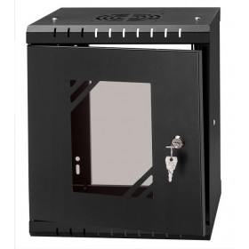 Netrack ECO-Line wall cabinet 10'', 6U/300 mm - black, glass door - 2