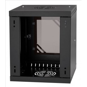 Netrack ECO-Line wall cabinet 10'', 6U/300 mm - black, glass door - 3