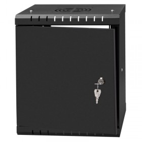 Netrack ECO-Line wall cabinet 10'', 6U/300 mm - black, metal door - 2
