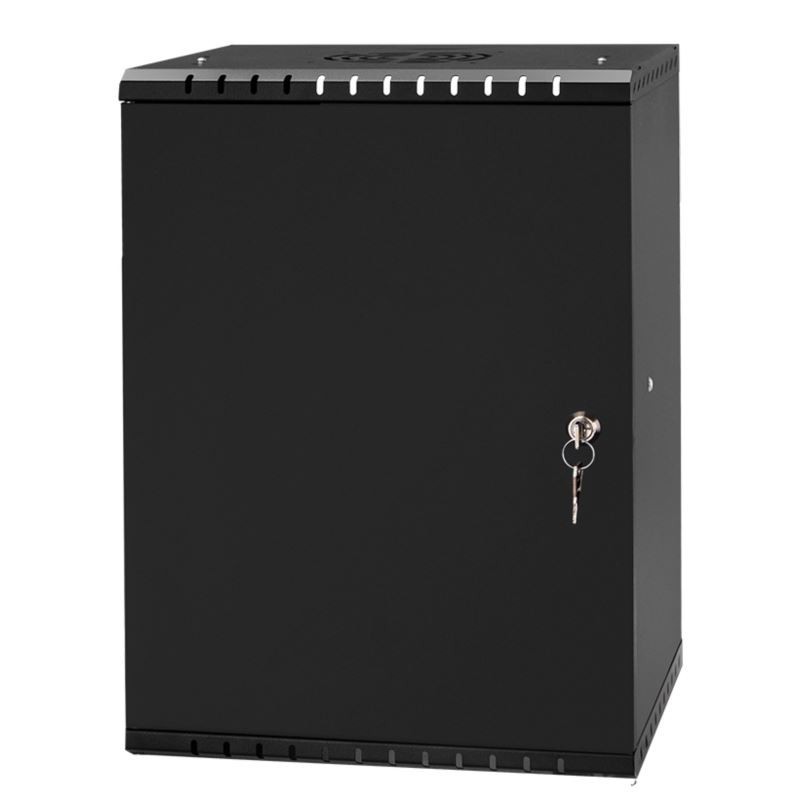 ECO-Line wall cabinet 10'', 9U/300 mm - black, metal door - 1