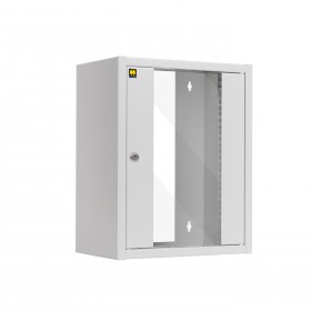 Netrack S-Line wall cabinet 10'', 9U/300 mm - gray, glass door - 1