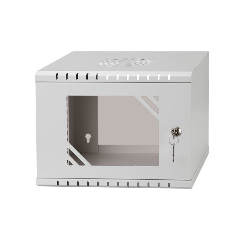 Netrack S-Line wall cabinet 10'', 4U/300 mm - gray, glass door - 1