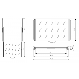 Netrack Shelf 19” 1U/350mm, pull-out, grey - 5