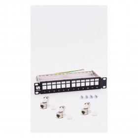 Netrack keystone patch panel 10" 12-ports, FTP, equipped with 12x keystone jack cat. 6A - 7