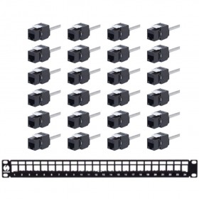 Netrack Keystone-Patchpanel 19" 24-Port, UTP, bestückt mit 24x Keystone-Buchse Kat. 6 - 1