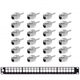 Netrack keystone patch panel 19" 24-ports, FTP, equipped with 24x keystone jack cat. 6A - 1