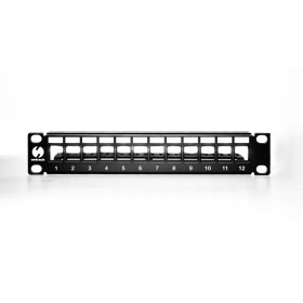 Patch panel keystone RACK 10" 1U, 12-porty, UTP, Netrack, czarny - 1