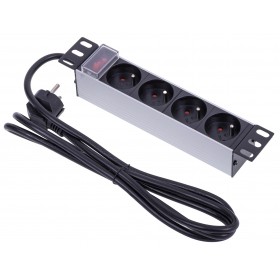 Netrack Steckdosenleiste 10'' 1HE, 230V/16A, 4xE, ALU - 1