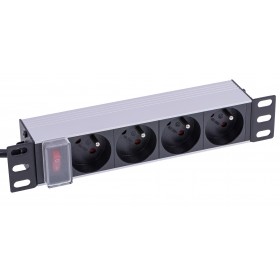 Netrack Steckdosenleiste 10'' 1HE, 230V/16A, 4xE, ALU - 3