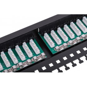 Patch panel RACK 19" 1U, 24 porty kat. 5e UTP, Netrack, z półką, czarny - 4