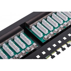 Patch panel RACK 19" 1U, 24 porty kat. 5e FTP, STP, Netrack, z półką, czarny - 5
