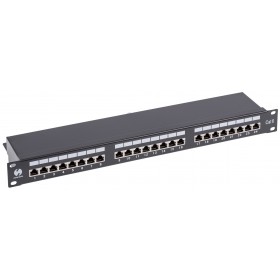 Patch panel RACK 19" 1U, 24 porty kat. 6 FTP, STP, Netrack, z półką, czarny - 2
